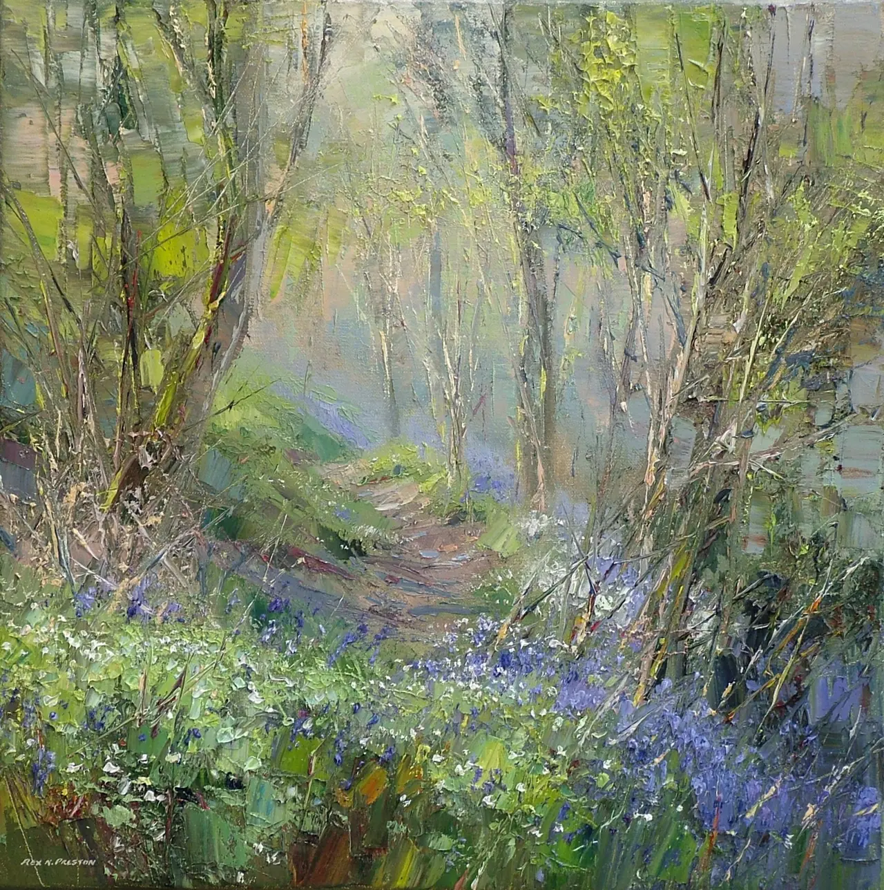 Rex Preston - bluebells and wood anemones, dovedale woods